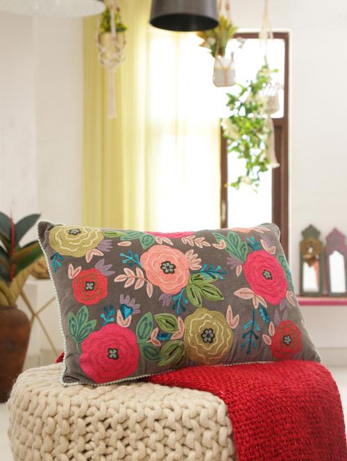 cotton velvet flower design cushion cover - 17773295 - Very Small Image - 1