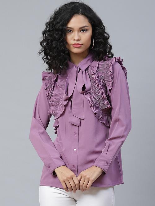 tie know frill detail regular shirt - 17773441 - Very Small Image - 1