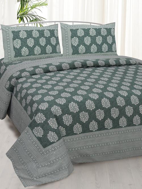 jaipurfabric green traditional badge double bedsheet - 17774021 - Very Small Image - 1