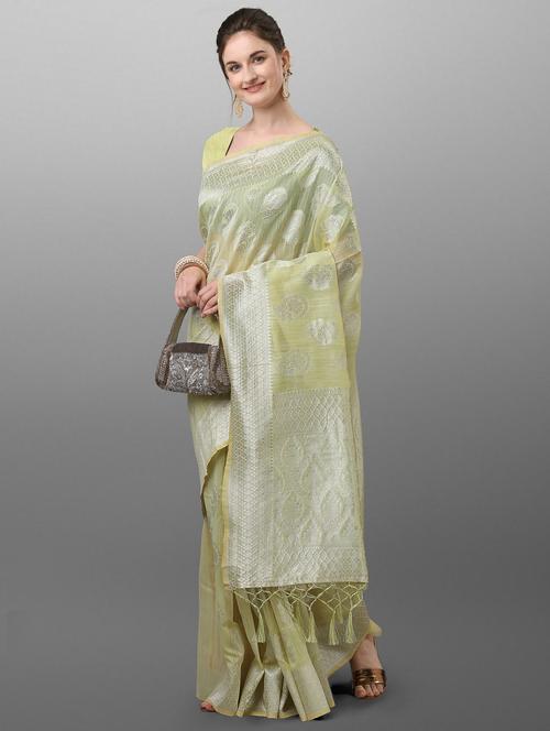 ethnic motifs banarasi saree with blouse - 17774554 - Very Small Image - 1