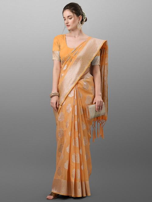 ethnic motifs banarasi saree with blouse - 17774555 - Very Small Image - 1