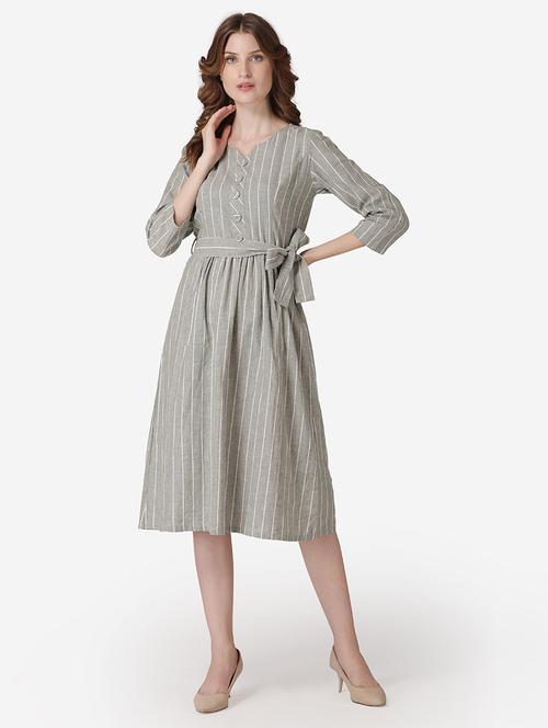 tie front striped a-line dress - 17774737 - Very Small Image - 1