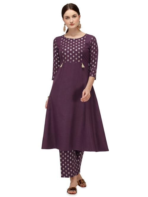solid kurta palazzo set - 17775126 - Very Small Image - 1