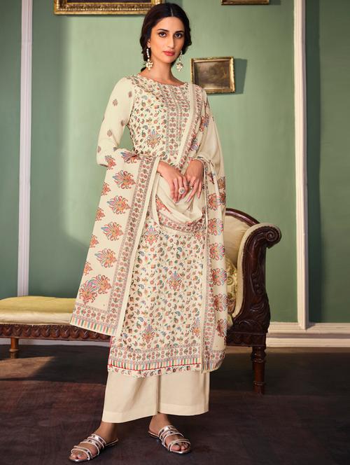 printed unstitched palazzo suit - 17775450 - Very Small Image - 1