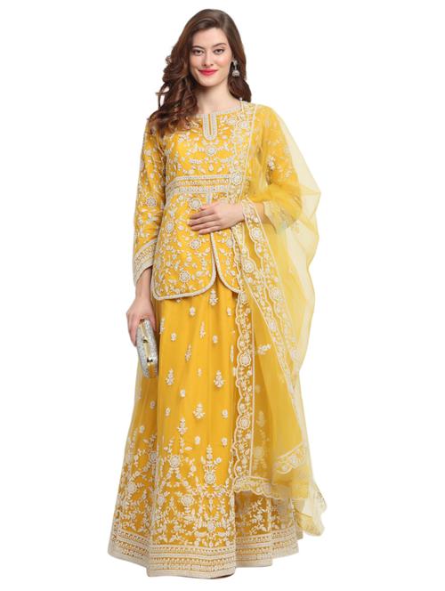 embroidered semi-stitched suit - 17775460 - Very Small Image - 1
