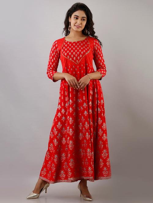 foil print anarkali kurta - 17777881 - Very Small Image - 1
