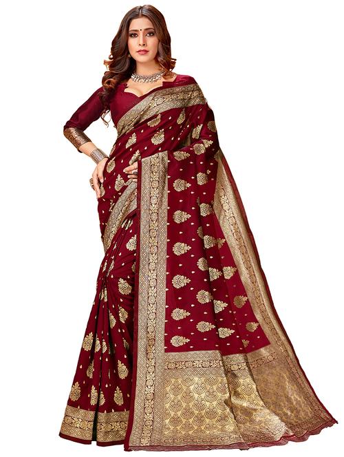 jacquard work banarasi saree with blouse - 17777966 - Very Small Image - 1