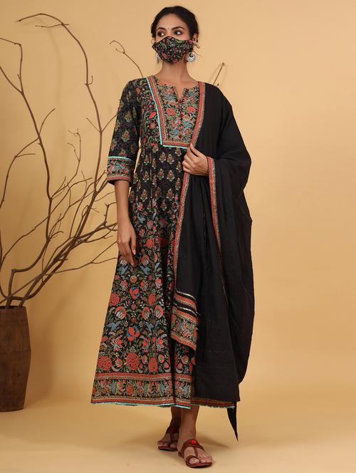 floral printed kurta dupatta set - 17778107 - Very Small Image - 1