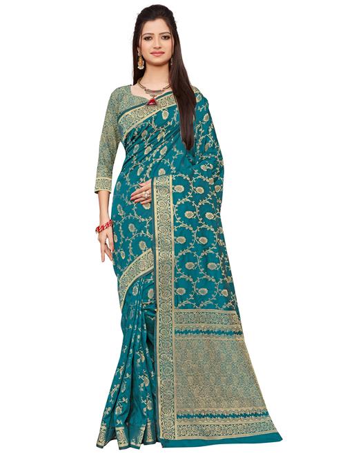 jacquard banarasi saree with blouse - 17778845 - Very Small Image - 1