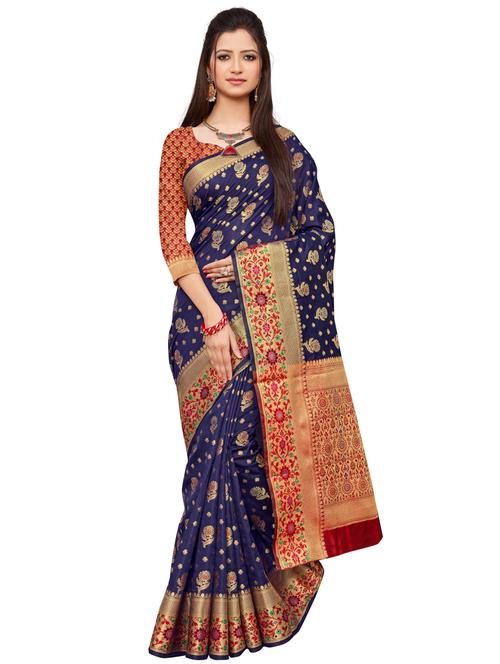jacquard banarasi saree with blouse - 17778863 - Very Small Image - 1