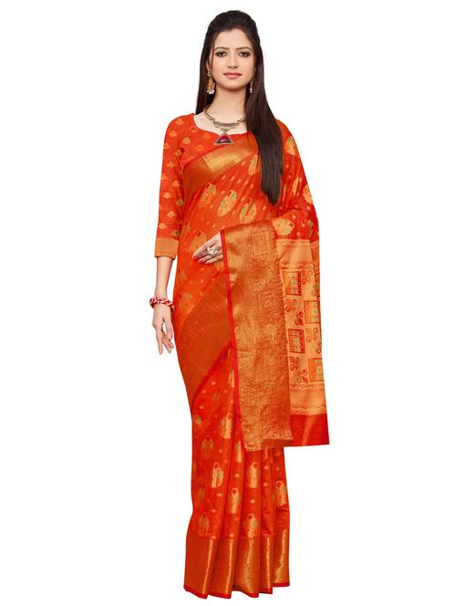 jacquard banarasi saree with blouse - 17778877 - Very Small Image - 1