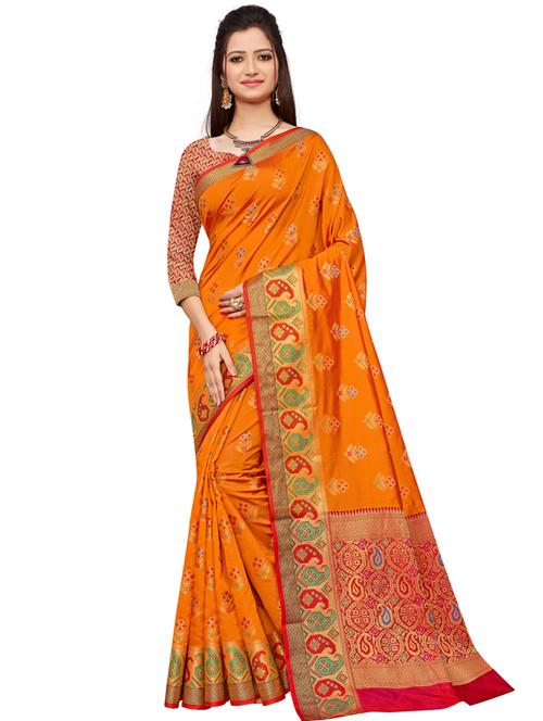 jacquard banarasi saree with blouse - 17778879 - Very Small Image - 1