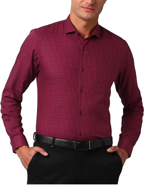 maroon formal cotton shirt  - 17779181 - Very Small Image - 1