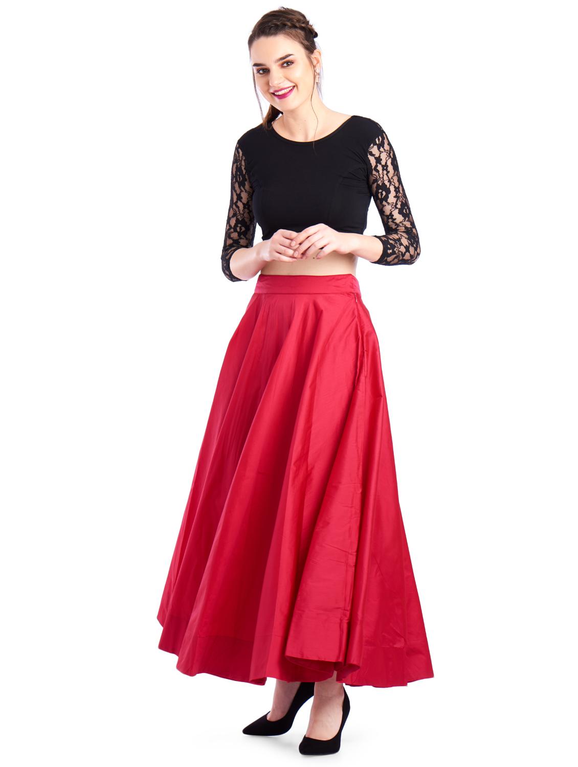 high rise solid flared skirt - 17779943 - Zoom Image - 3
