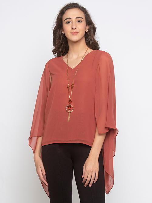 cape sleeved solid top - 17780773 - Very Small Image - 1