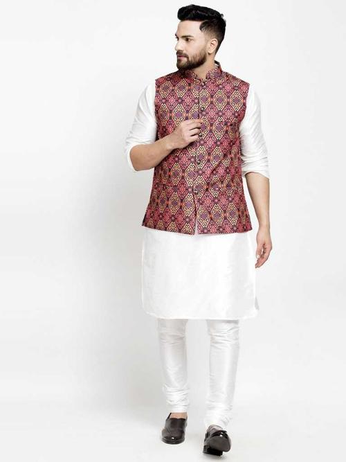 men kurta, waistcoat and pyjama set  - 17780909 - Very Small Image - 1
