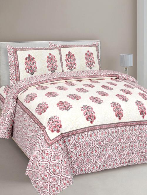 pure cotton beautiful bouquet pink jaipuri double bedsheet - 17780934 - Very Small Image - 1