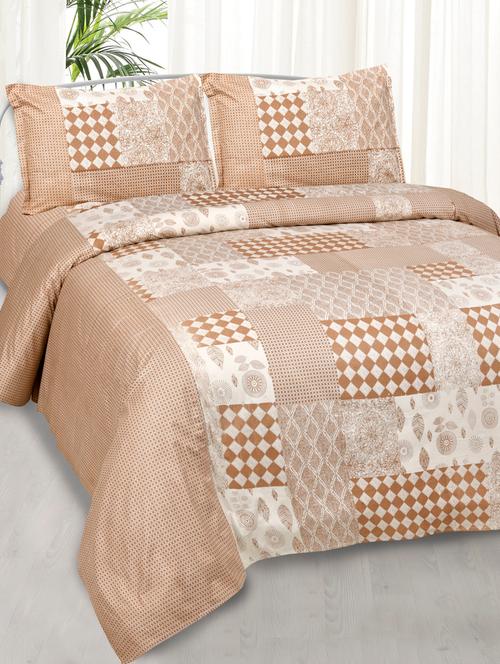 delightful creamish checks print pure cotton king size double bedsheet - 17780950 - Very Small Image - 1