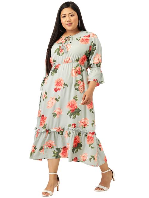 tie up neck floral a-line dress - 17782684 - Very Small Image - 1