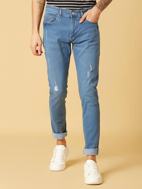blue light washed ripped denim jeans - 17782813 - Very Small Image - 1