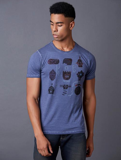 blue front print t-shirt - 17782848 - Very Small Image - 1