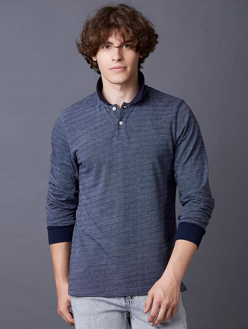 navy blue striped polo t-shirt - 17783104 - Very Small Image - 1