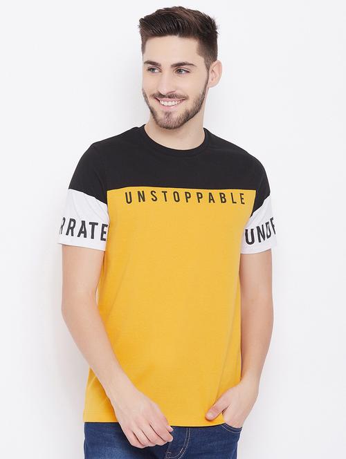 yellow color block t-shirt - 17783231 - Very Small Image - 1