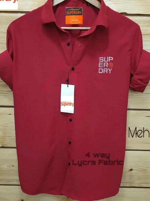 red cottonlycra casual shirt - 17783285 - Very Small Image - 1