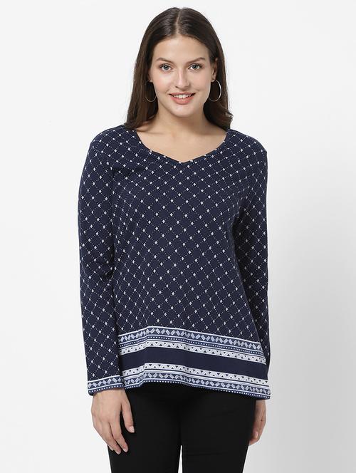 v-neck printed top - 17783615 - Very Small Image - 1