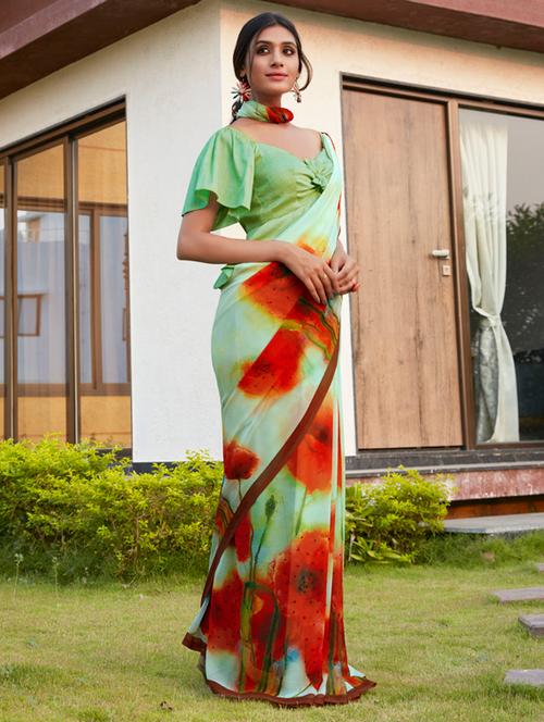 women's floral light green colored saree - 17784731 - Very Small Image - 1