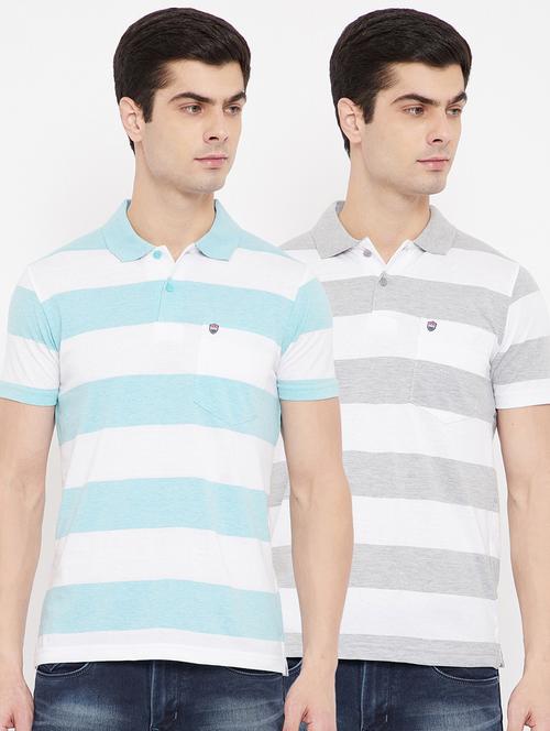 set of 2 multi colored striped polo t-shirts - 17784954 - Very Small Image - 1
