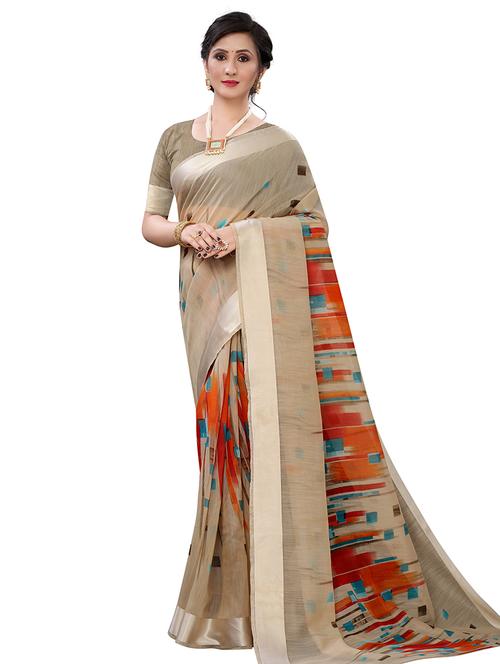 geometrical chanderi saree with blouse - 17786649 - Very Small Image - 1