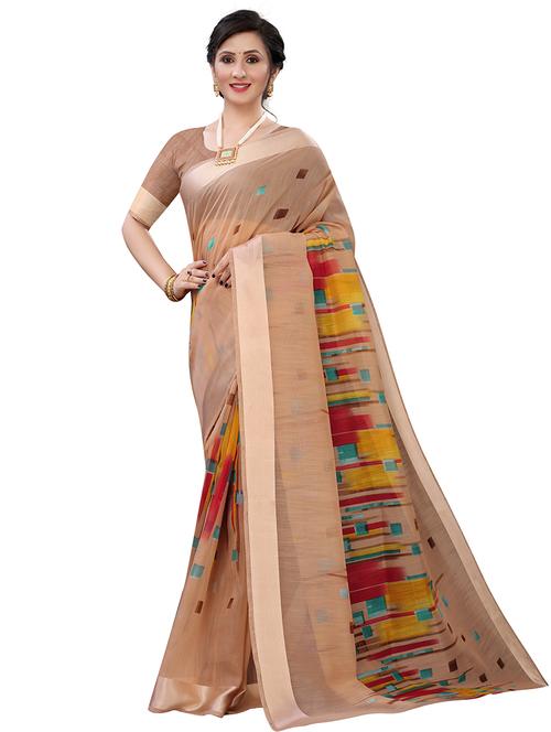 geometrical chanderi saree with blouse - 17786653 - Very Small Image - 1