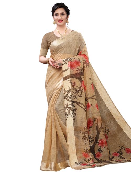 floral chanderi saree with blouse - 17786663 - Very Small Image - 1