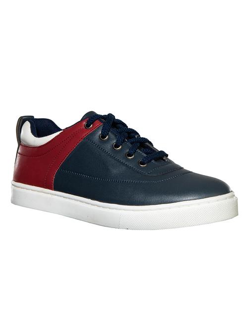 navy leather lace up sneakers - 17786685 - Very Small Image - 1