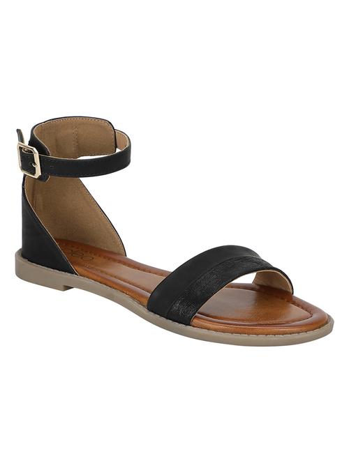 black leatherette ankle strap sandals - 17786822 - Very Small Image - 1