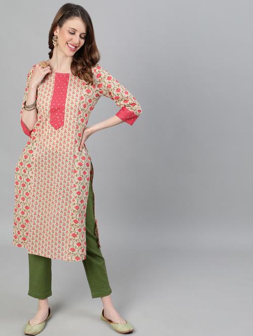 printed straight kurta - 17790015 - Very Small Image - 1