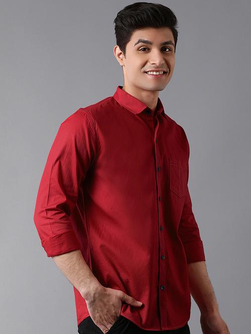 maroon solid casual shirt - 17790095 - Very Small Image - 1
