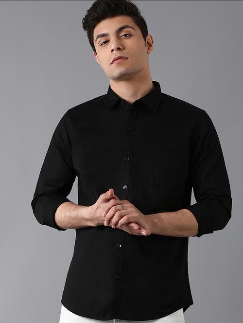black solid casual shirt - 17790102 - Very Small Image - 1