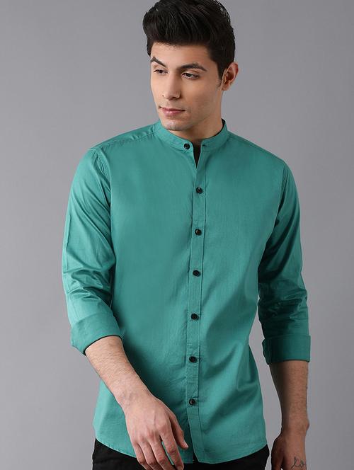 green solid casual shirt - 17790103 - Very Small Image - 1