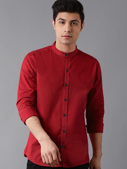 maroon solid casual shirt - 17790104 - Very Small Image - 1