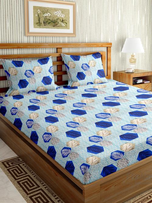 mysterious double bedsheet set king size cotton blue colour - 17791707 - Very Small Image - 1