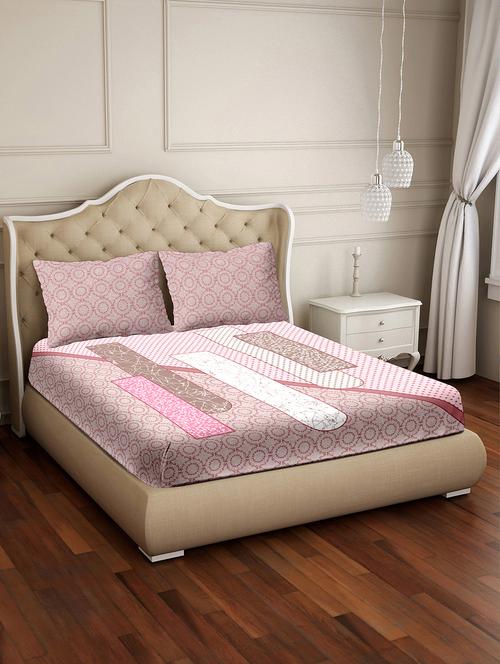 vogue double bedsheet set super king size 100% luxury cotton pink colour - 17791790 - Very Small Image - 1