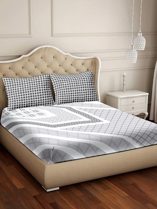 vogue double bedsheet set super king size 100% luxury cotton grey colour - 17791802 - Very Small Image - 1