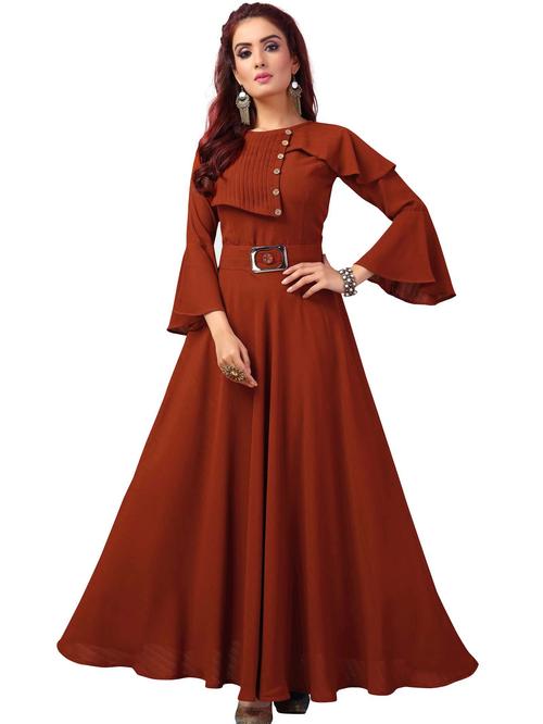 solid flared ethnic dress  - 17791857 - Very Small Image - 1