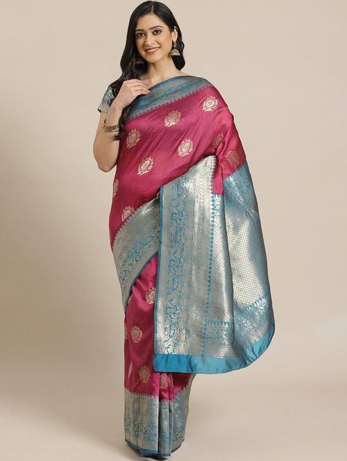 women's banarasi saree with blouse - 17792095 - Very Small Image - 1