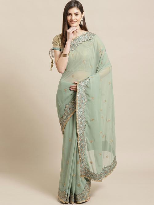 pastel embroidered saree with blouse - 17792111 - Very Small Image - 1