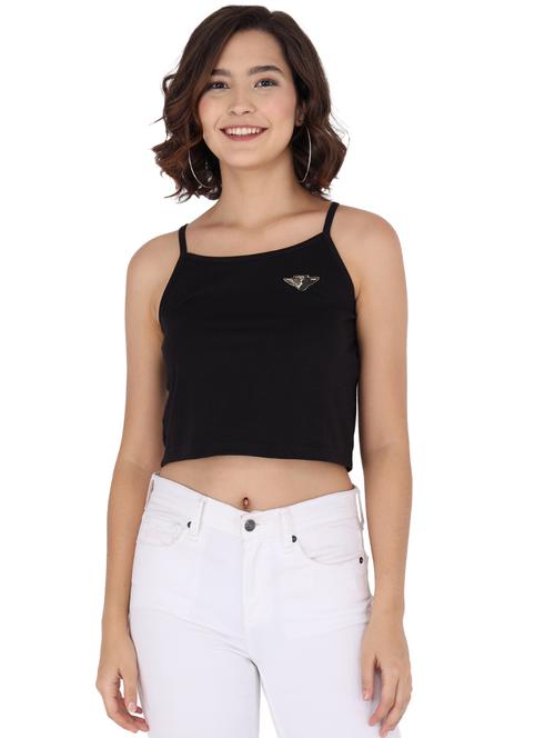 cami neck solid crop top - 17792594 - Very Small Image - 1