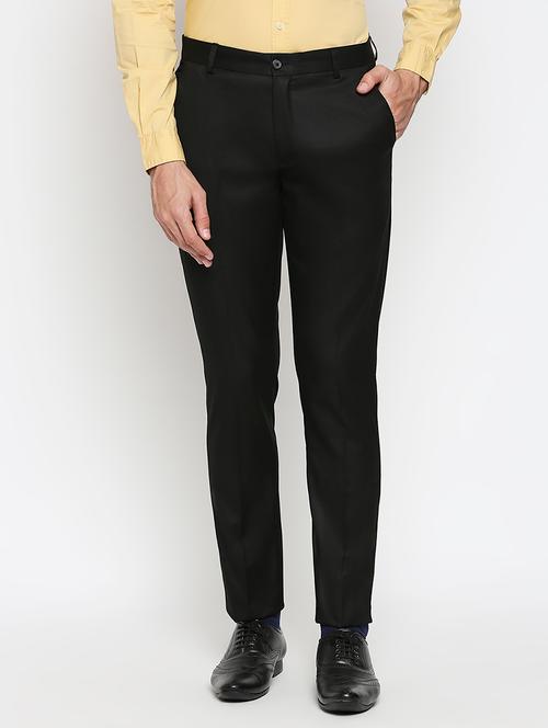 black solid flat front formal trouser - 17794039 - Very Small Image - 1