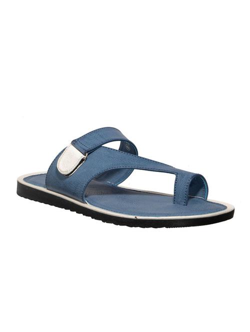 blue leather slip on slippers - 17794625 - Very Small Image - 1